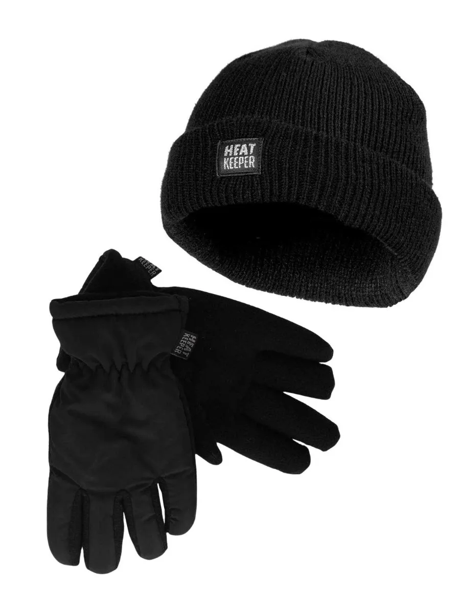 Heatkeeper Kinder Winter Set - Muts + Handschoenen Mega - Zwart