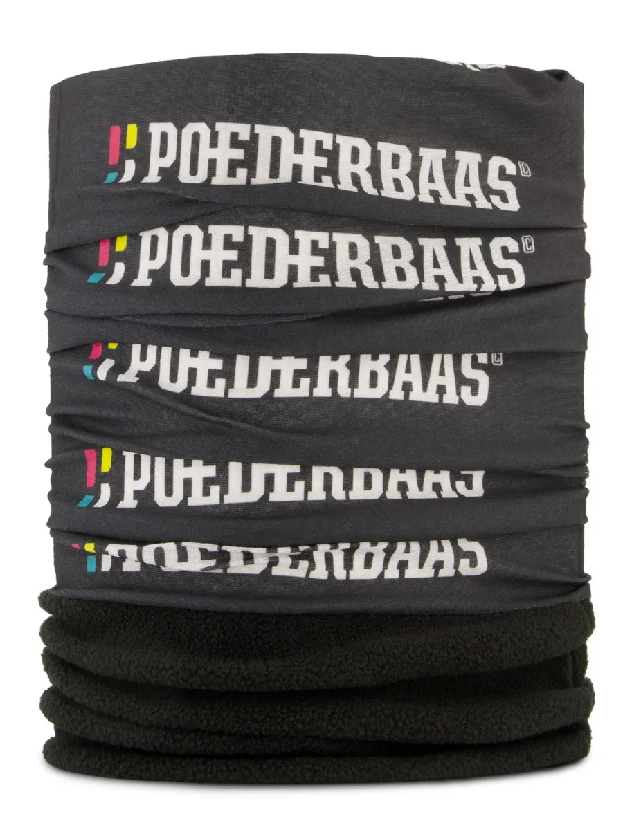Poederbaas Nekwarmer Zwart Logo