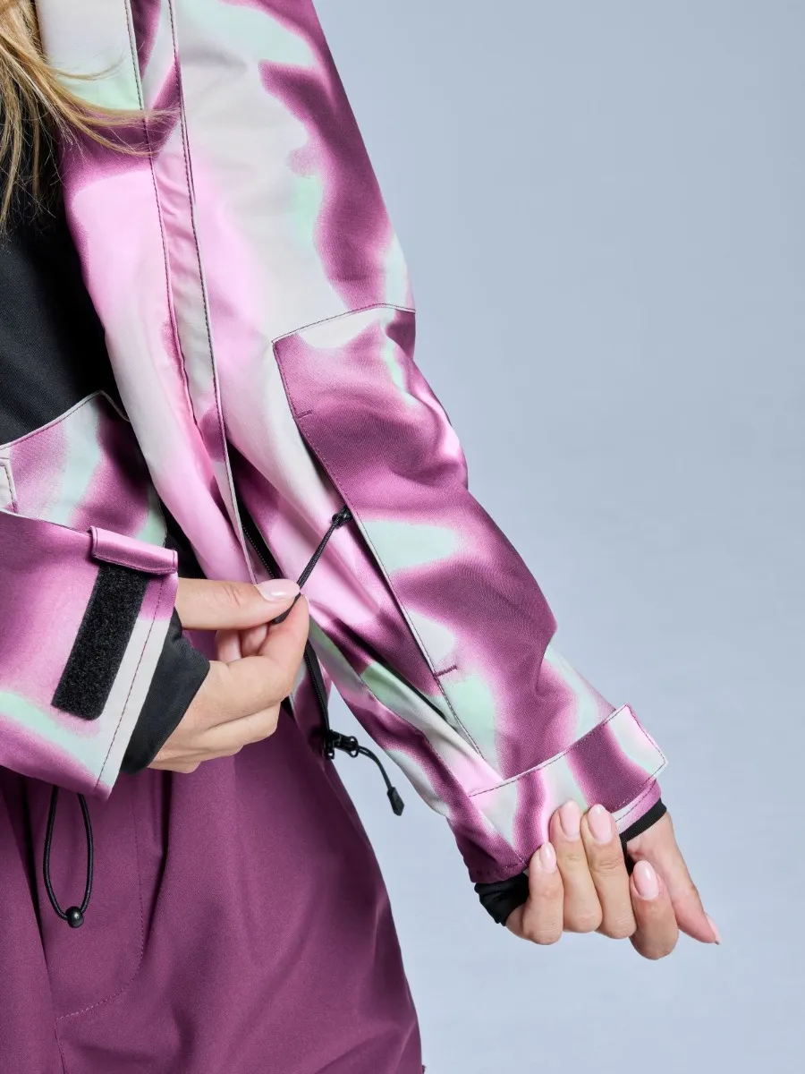 Poederbaas Ski-jas Dames Arty 2L Insulated Tie Dye Pink Multi