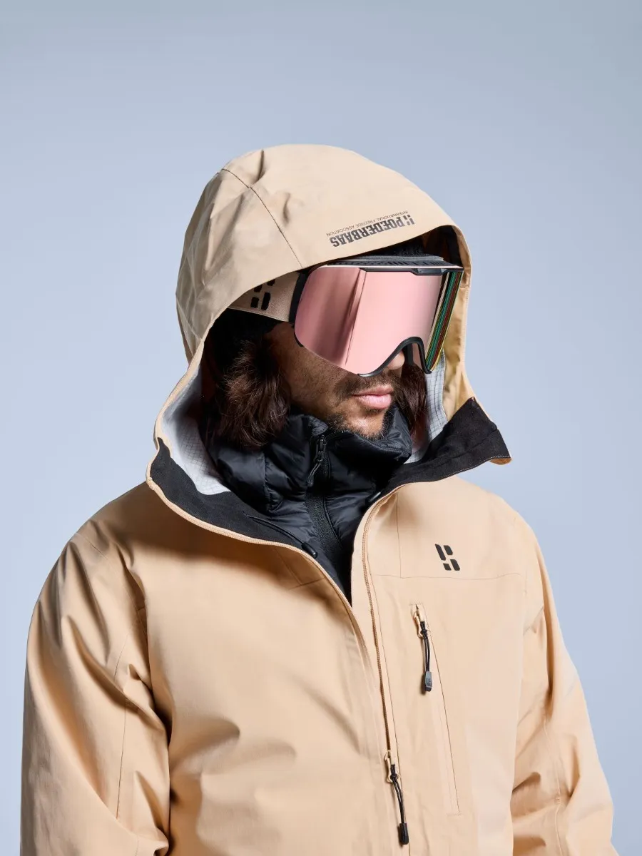 Poederbaas Ski-jas Heren Freeride 3L Hardshell Warm Sand