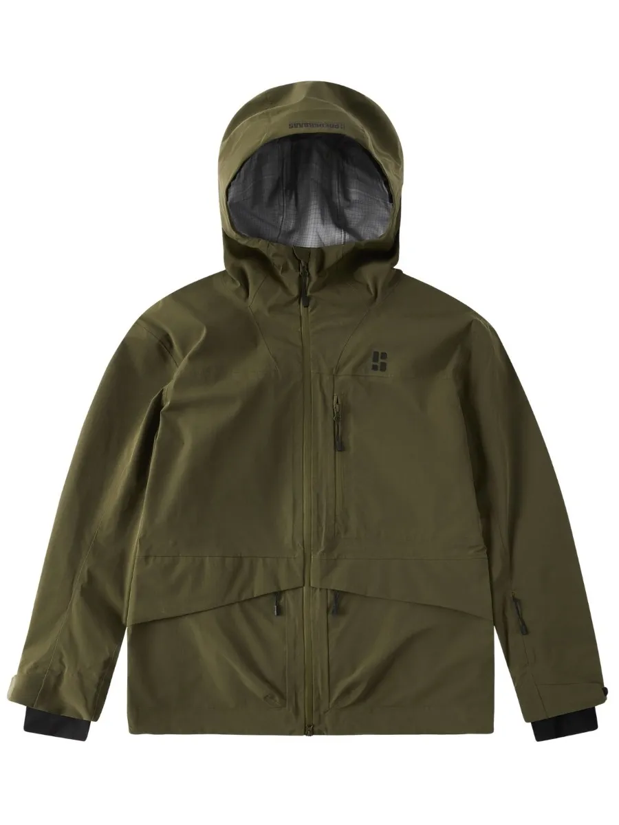 Poederbaas Ski-jas Heren Freeride 3L Hardshell Olive Green