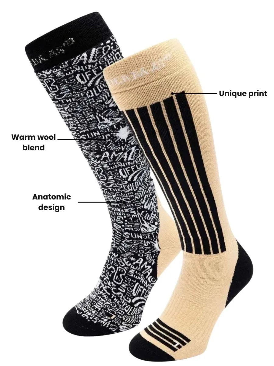 Poederbaas Skisokken 2-pack Black Multi