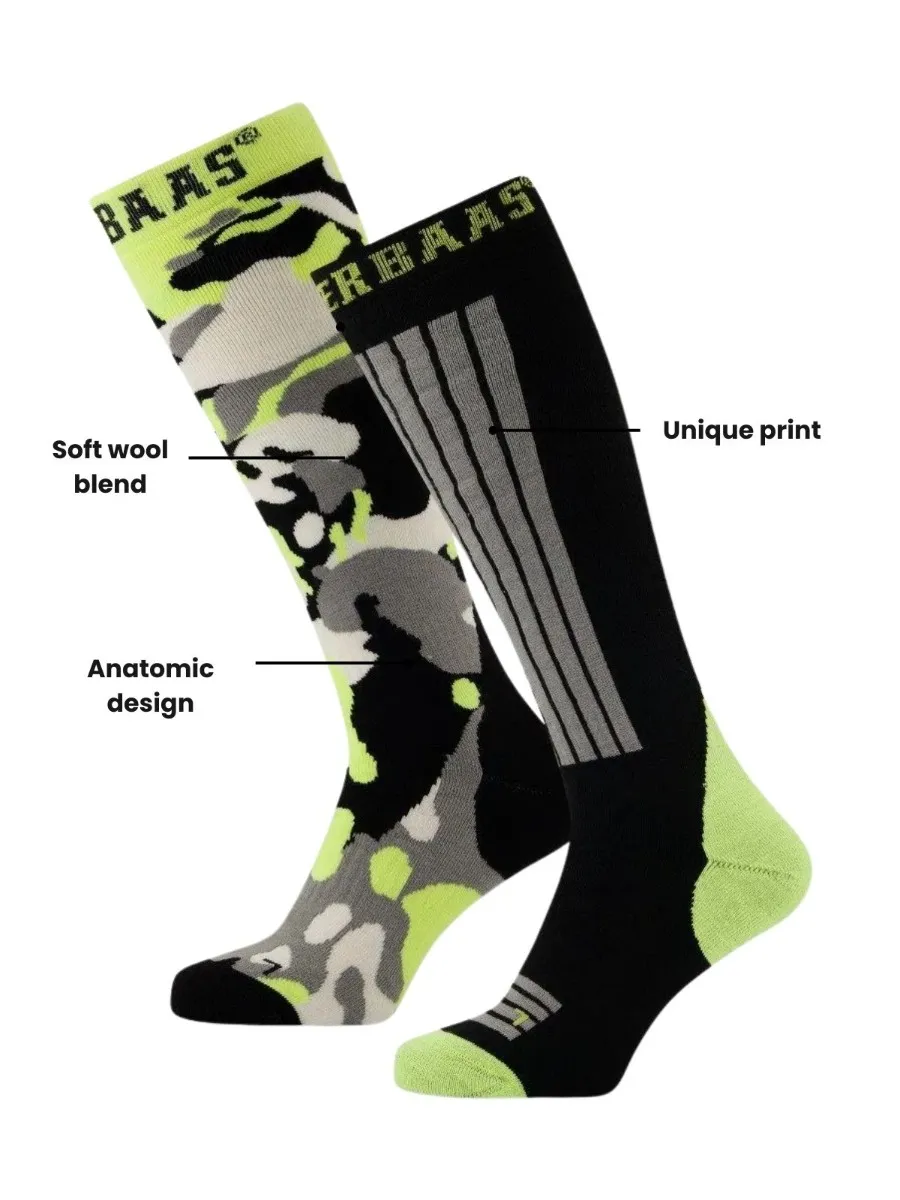Poederbaas Skisokken 2-pack Camo Black 