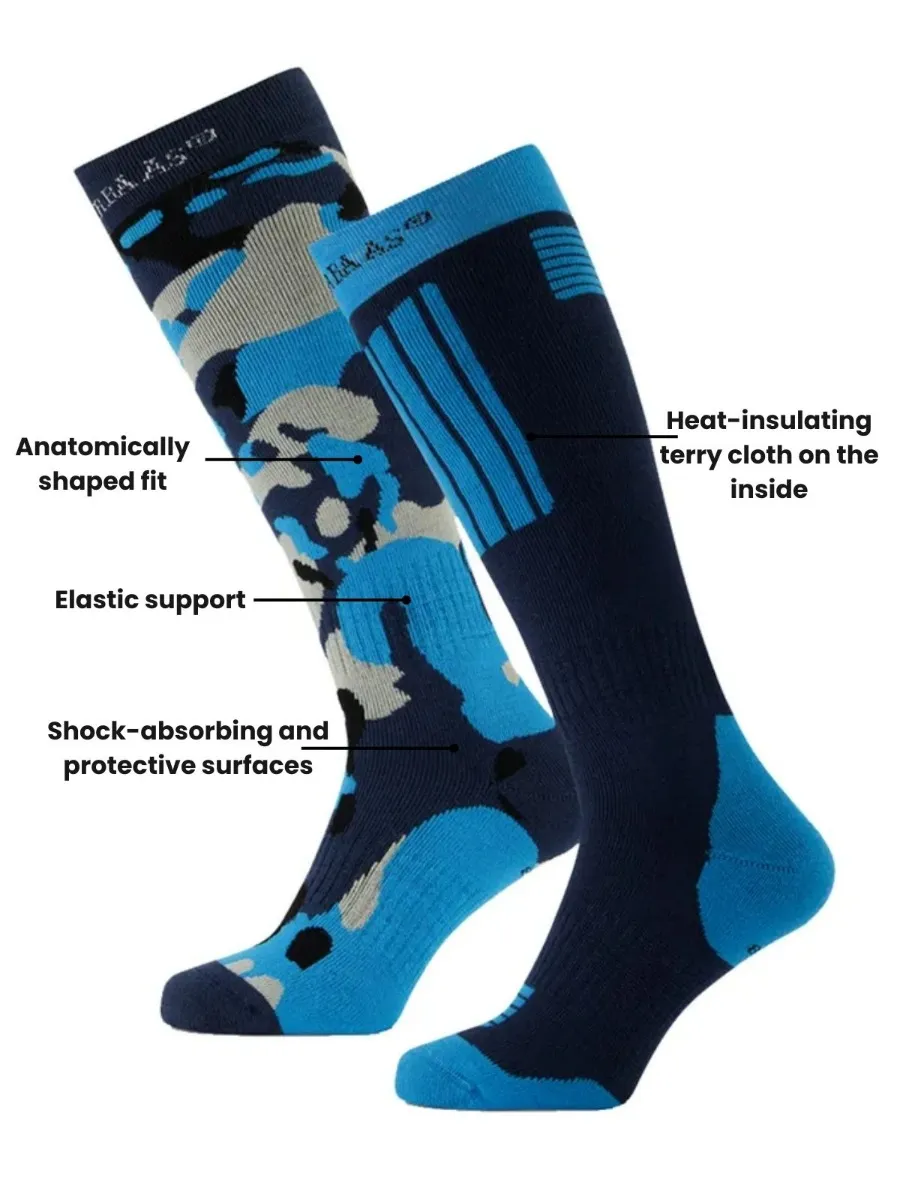 Poederbaas Skisokken 2-pack Camo Navy