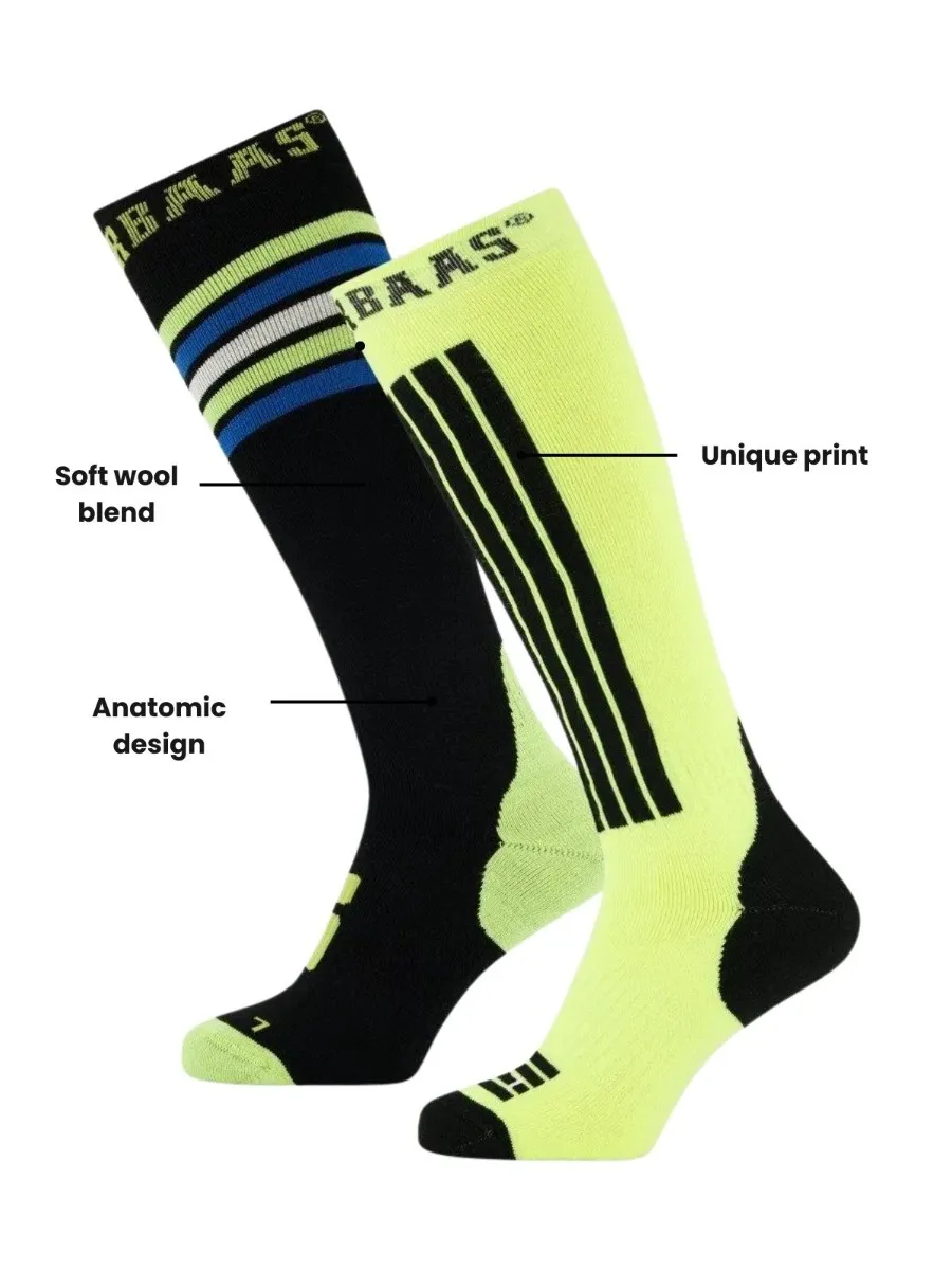 Poederbaas Skisokken 2-pack Striped Black