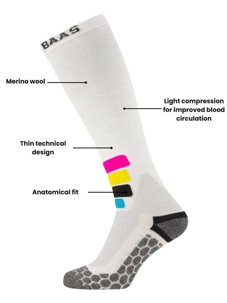 Poederbaas Skisokken Compressie Technical Pro Merino Wit