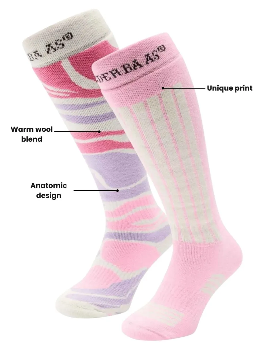 Poederbaas Skisokken Dames 2-pack Powder Rose