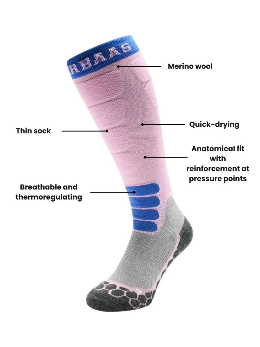 Poederbaas Skisokken Dames Merinowol Pro 3-pack Powder Rose