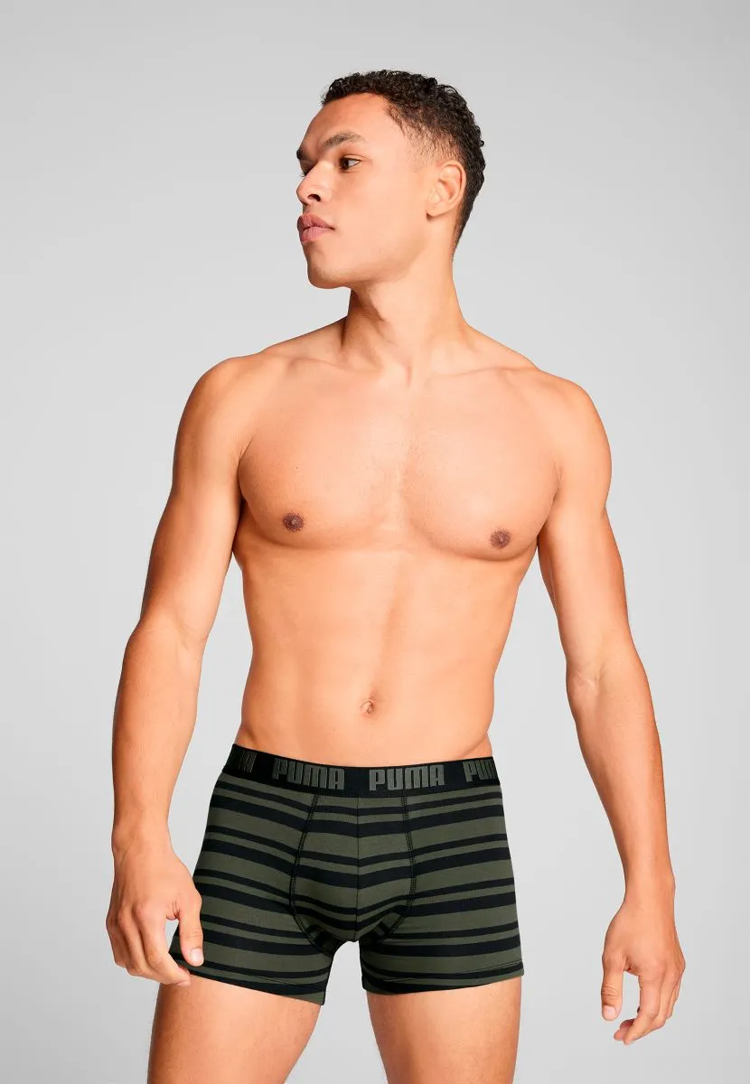 Puma Boxershorts Everyday Heritage Stripe 2-pack Forest Night Tonal