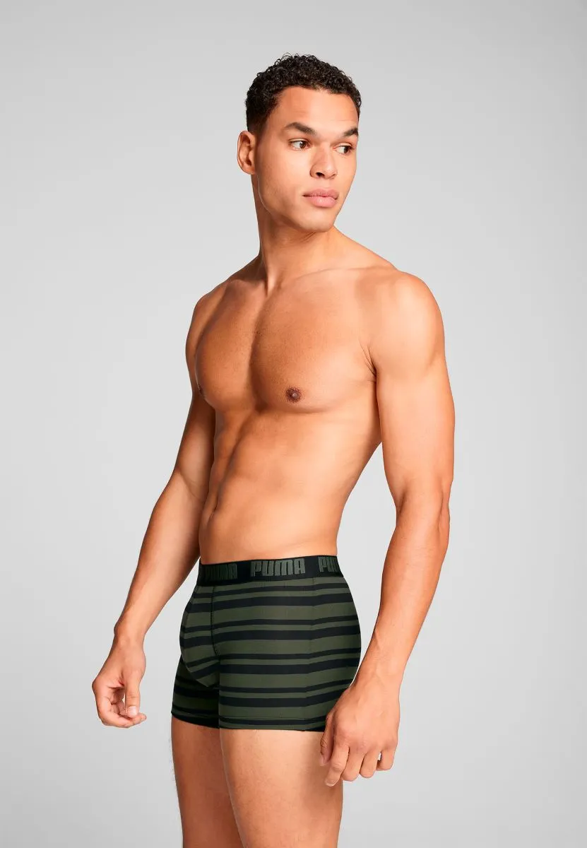 Puma Boxershorts Everyday Heritage Stripe 2-pack Forest Night Tonal