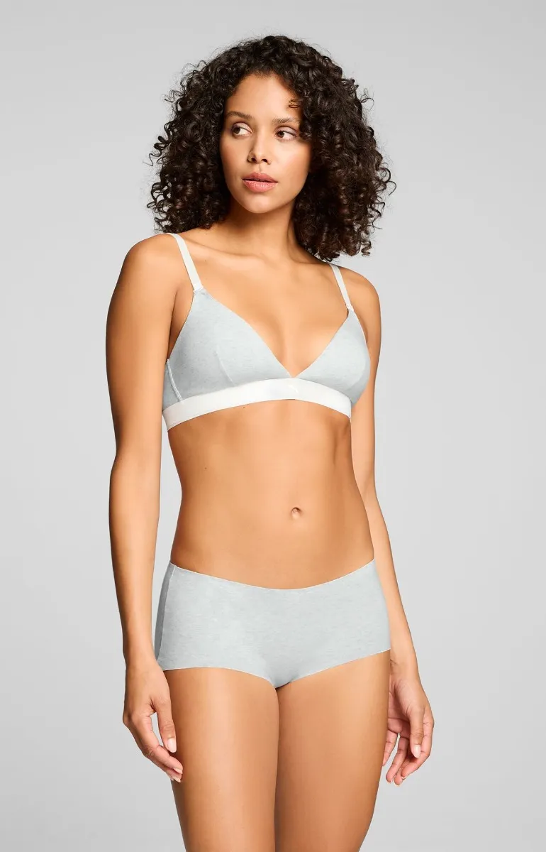 Puma Dames Mini Shorts Invisible Cotton 2-pack Light Grey Melange