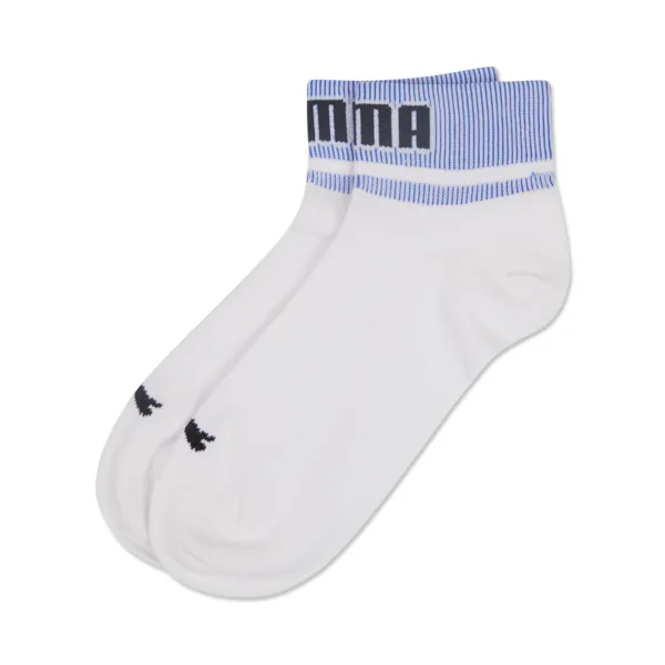 Puma Quarter Sokken New Heritage 2-pack Wit / Blauw
