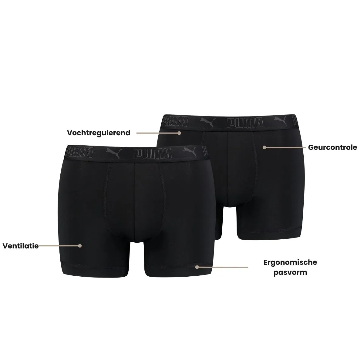 Puma Sport Boxershorts Microfiber 2-pack Zwart