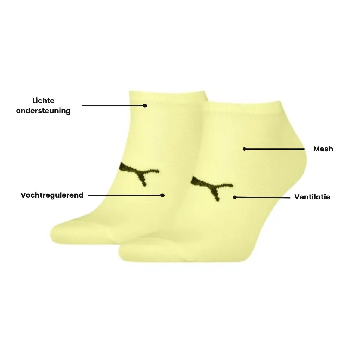 Puma Sport Sneakersokken Light 2-pack Geel