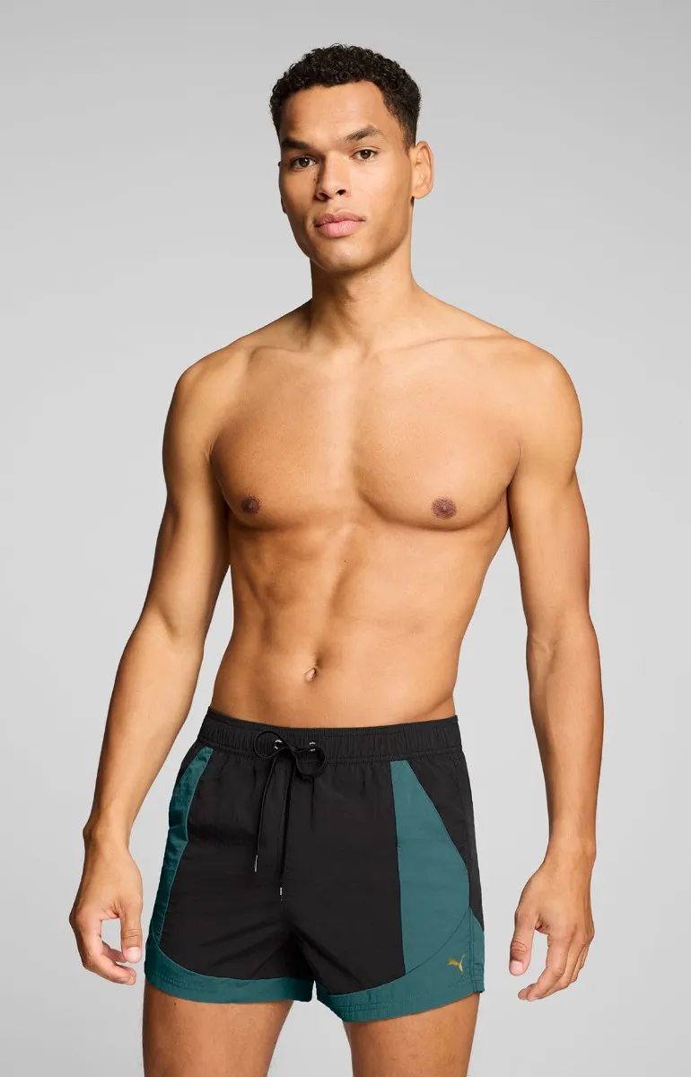 Puma Zwembroek Heren Shorts Crinkle Colour Block Zwart / Mint Jelly