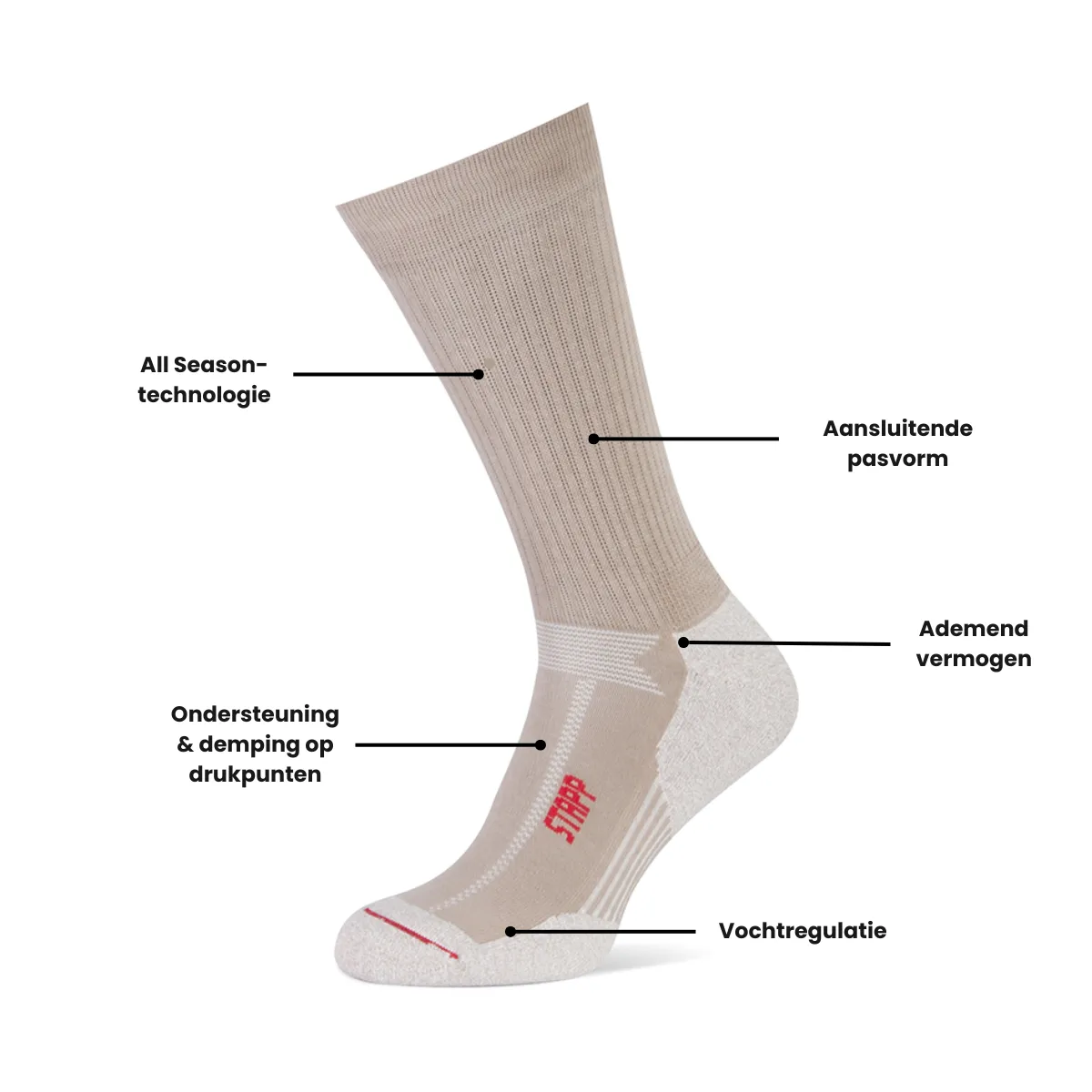 STAPP Wandelsokken Techno Boston All Season Beige