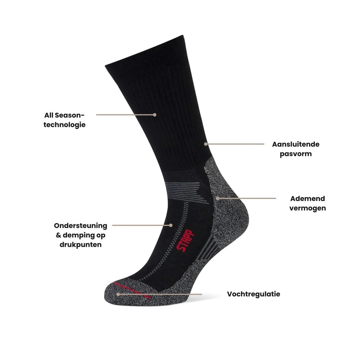 STAPP Wandelsokken Techno Boston All Season 3-pack - Keuze uit 4 kleuren