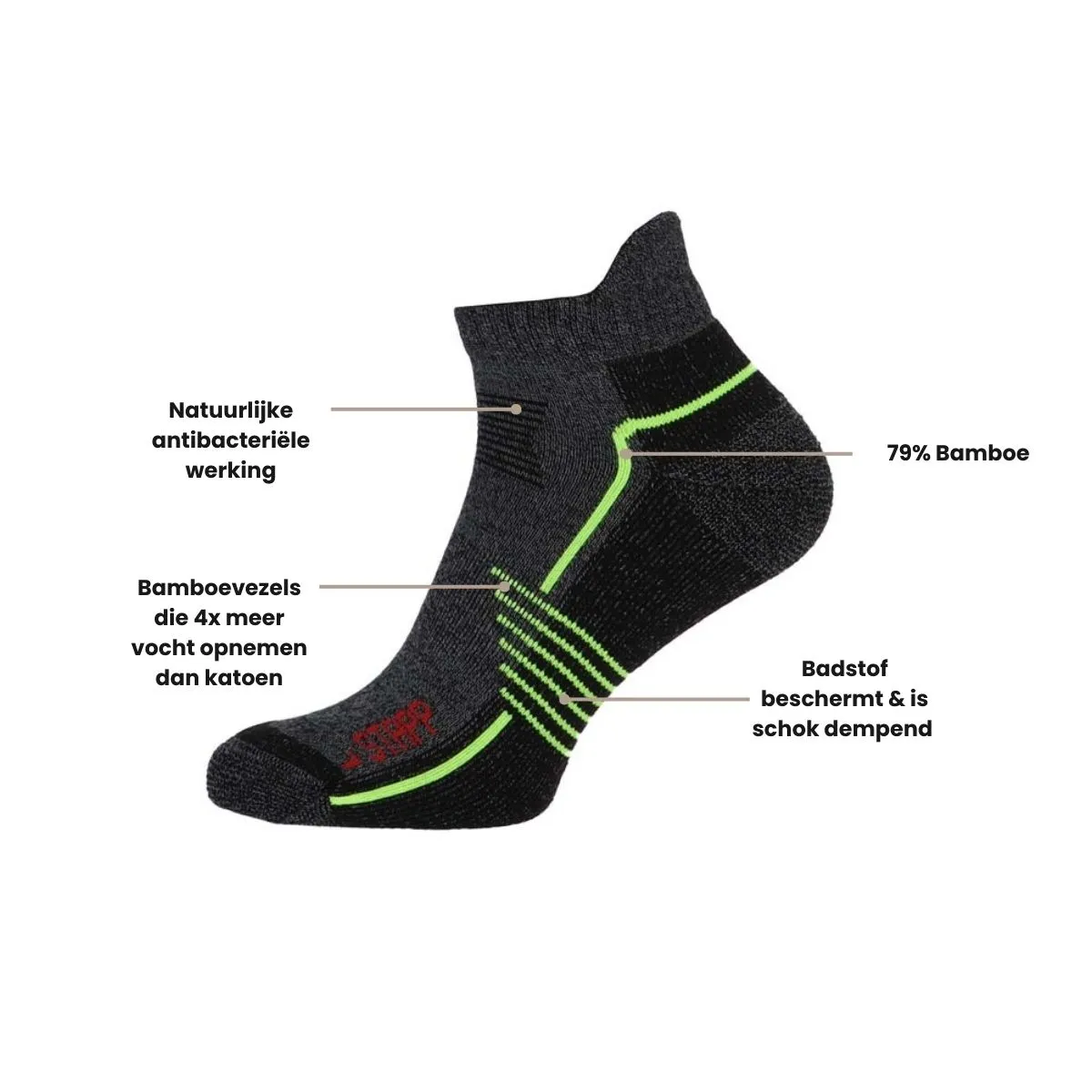 STAPP Wandelsokken Sneaker Active Outdoor Bamboe Donkergrijs