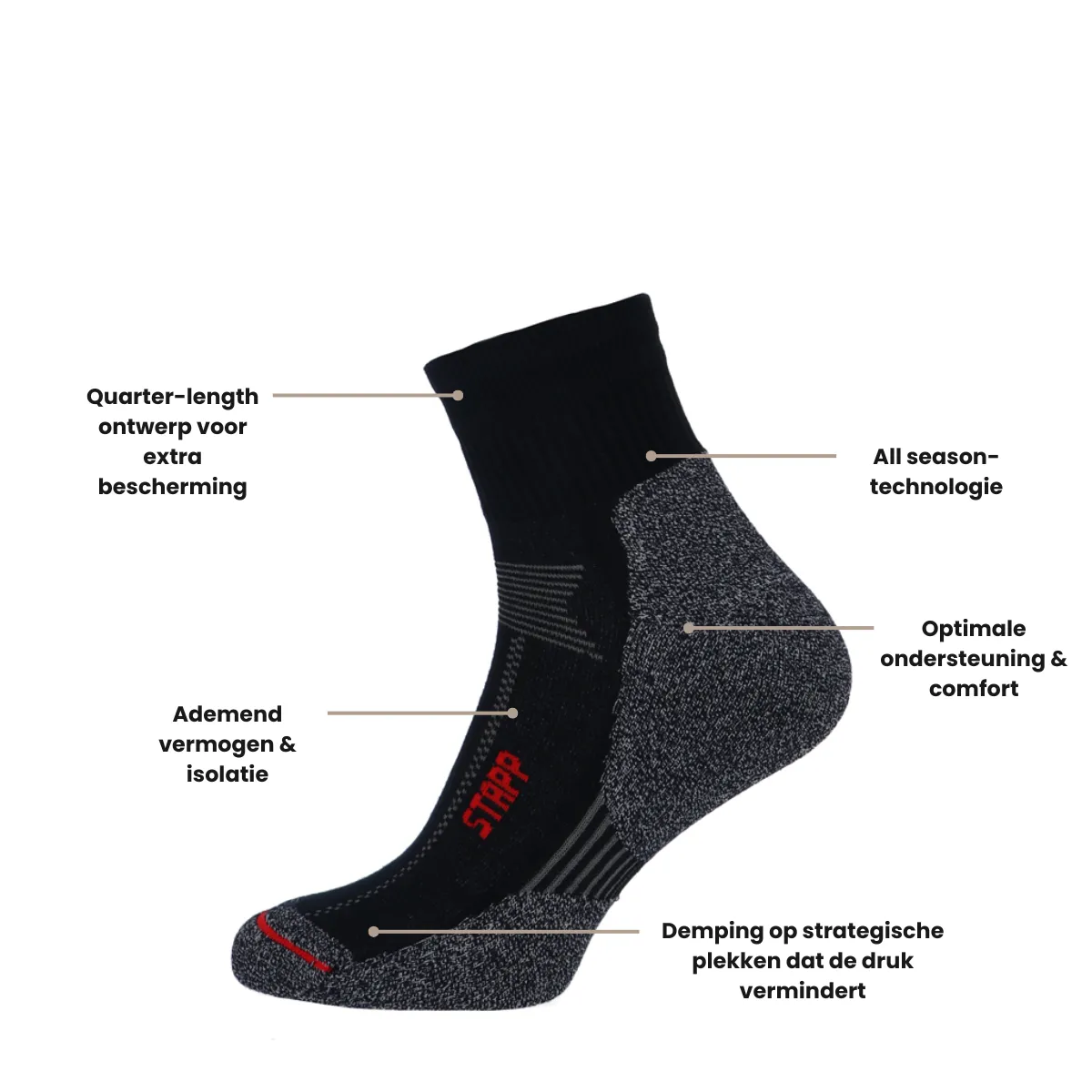 STAPP Wandelsokken Techno Boston All Season Quarter 3-pack - Keuze uit 2 kleuren