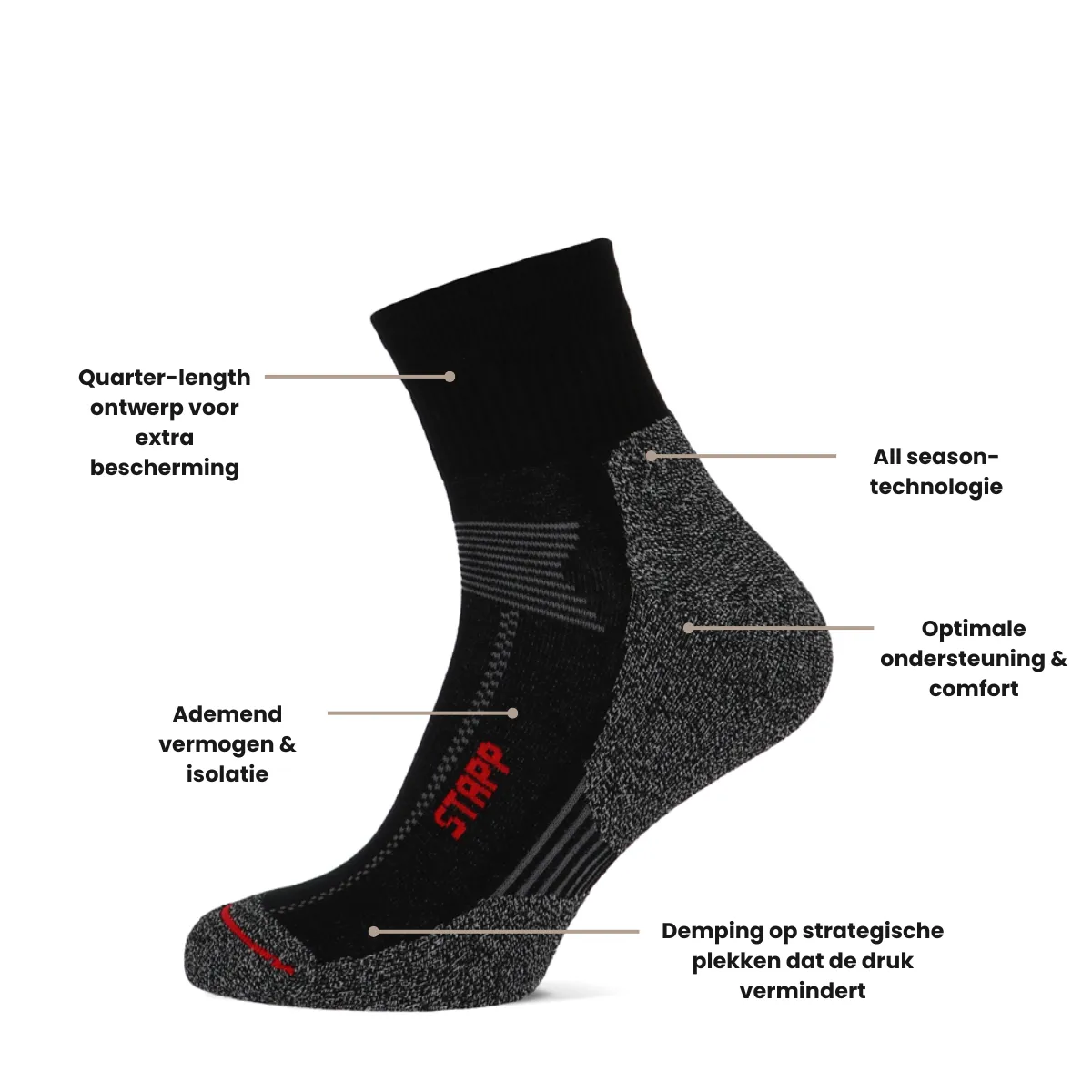 STAPP Wandelsokken Techno Boston All Season Quarter 3-pack Zwart