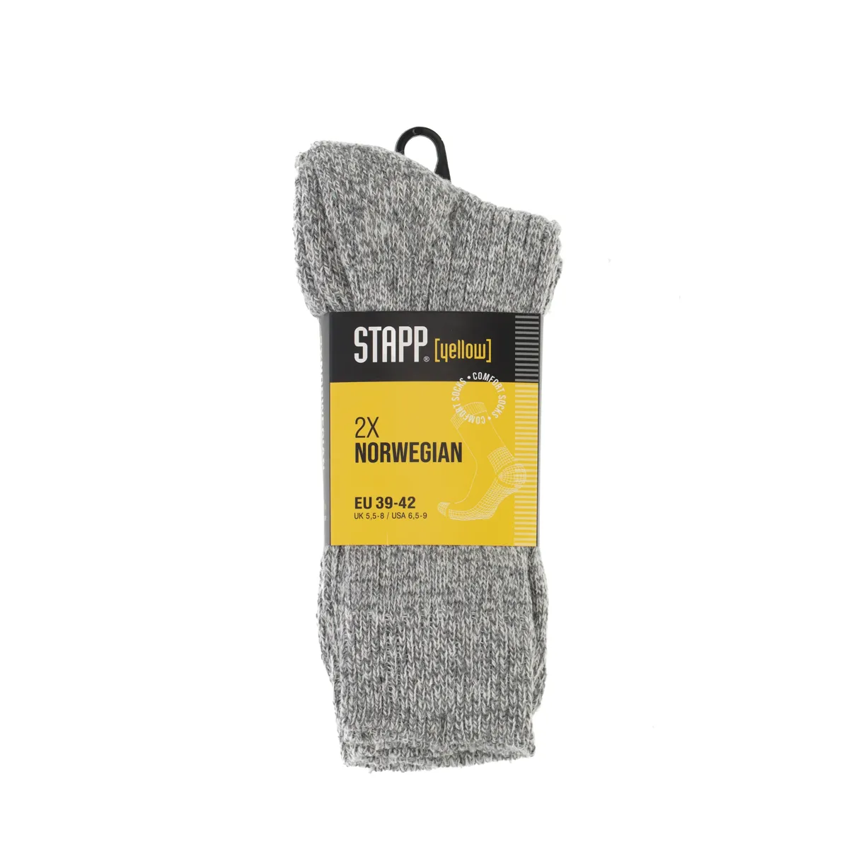 STAPP Werksokken Heren Yellow Norwegian 2-pack Grey Melange