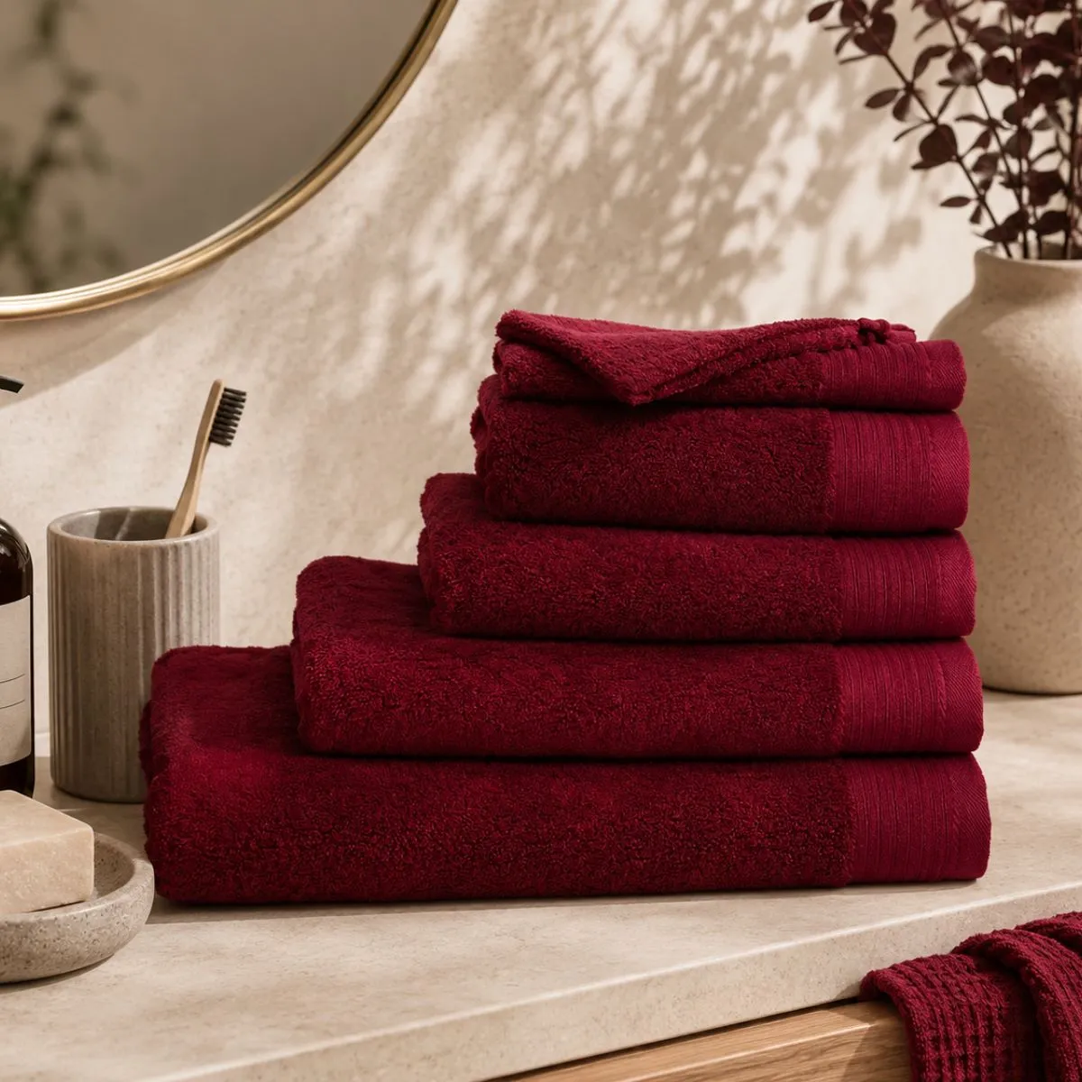 The One Badhanddoek Deluxe 70x140  550 gram Burgundy