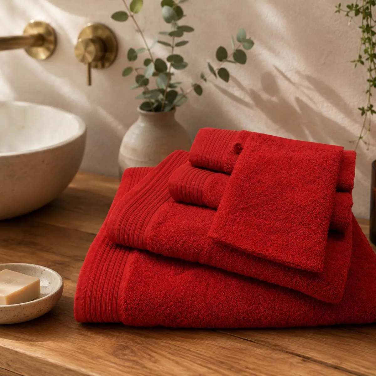 The One basic pakket badtextiel 450 gram Rood - 18 stuks