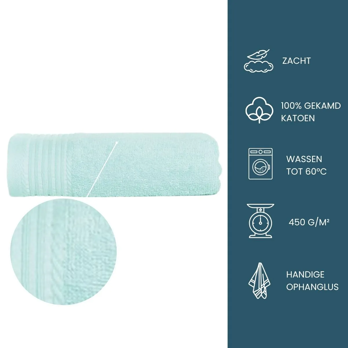 The One Handdoek 50x100 cm 450gram Mint (5 stuks)