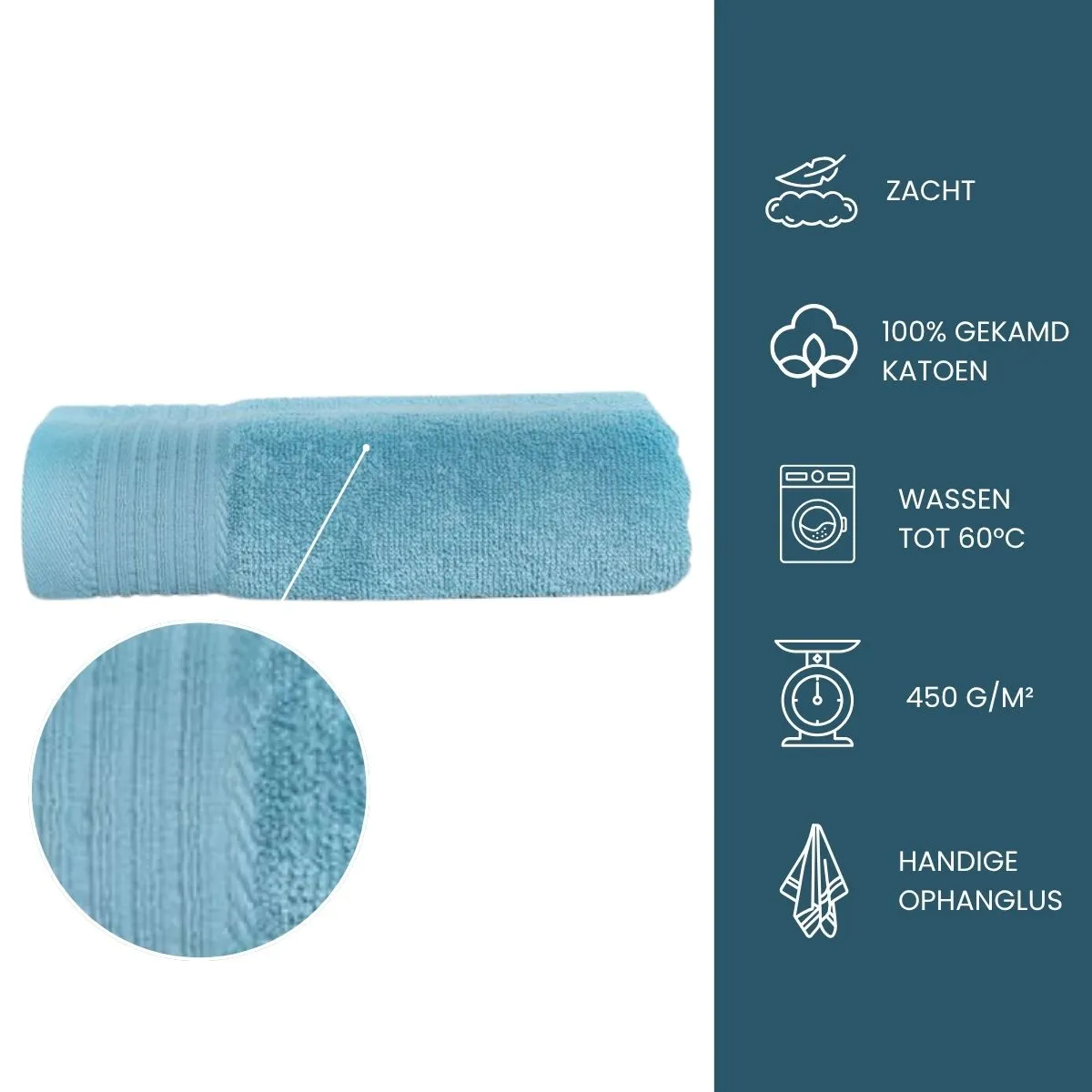 The One Handdoek 50x100 cm 450gram Petrol (5 stuks)