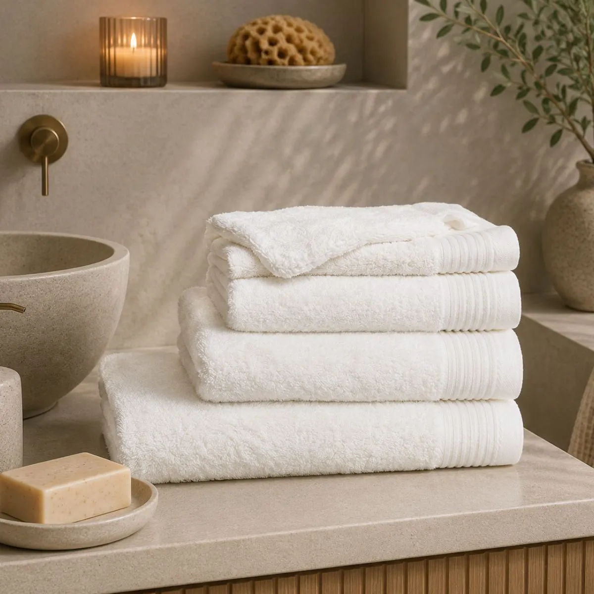 The One Badhanddoek Deluxe 70x140 550 gr Ivory