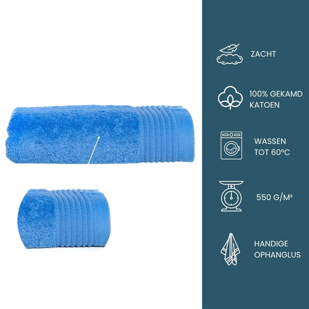 The One Handdoek Deluxe 50x100  550 gr  Aqua