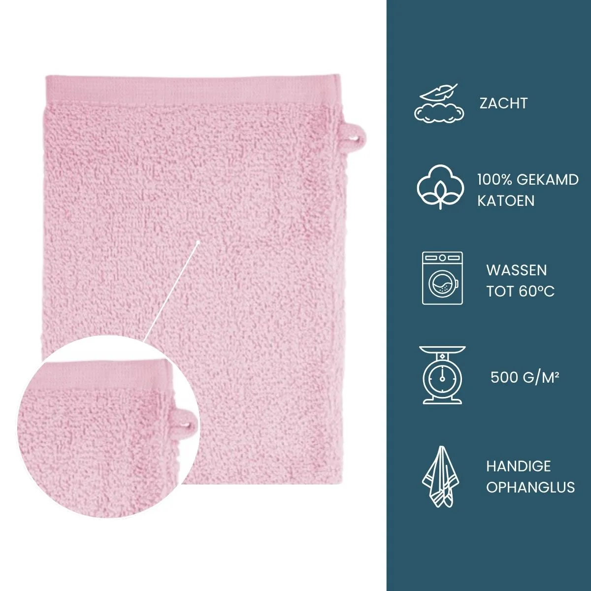 The One Washandje 500 gram 15x21 cm Licht Roze