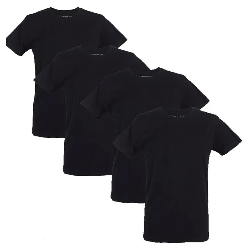 Vinnie-G Heren T-shirt Ronde hals Zwart 4-pack