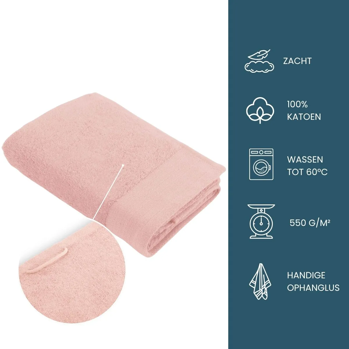 Walra Soft Cotton Handdoeken 50 x 100 cm - 550 gr/m² - Roze - 10 stuks