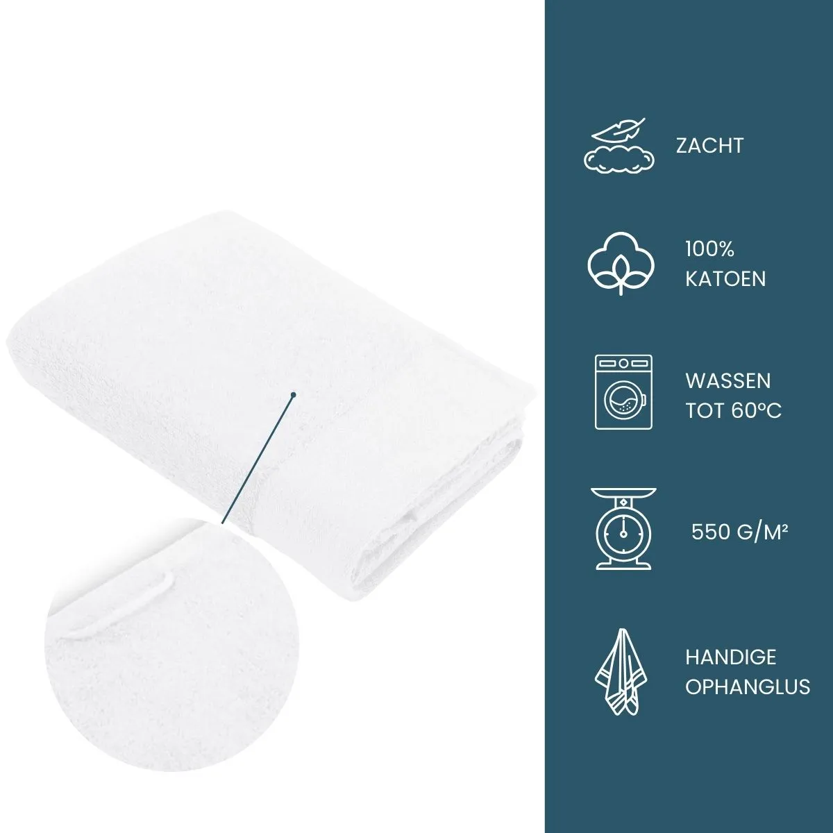 Walra Soft Cotton Handdoek 50x100 cm 550gram  White - 6 stuks