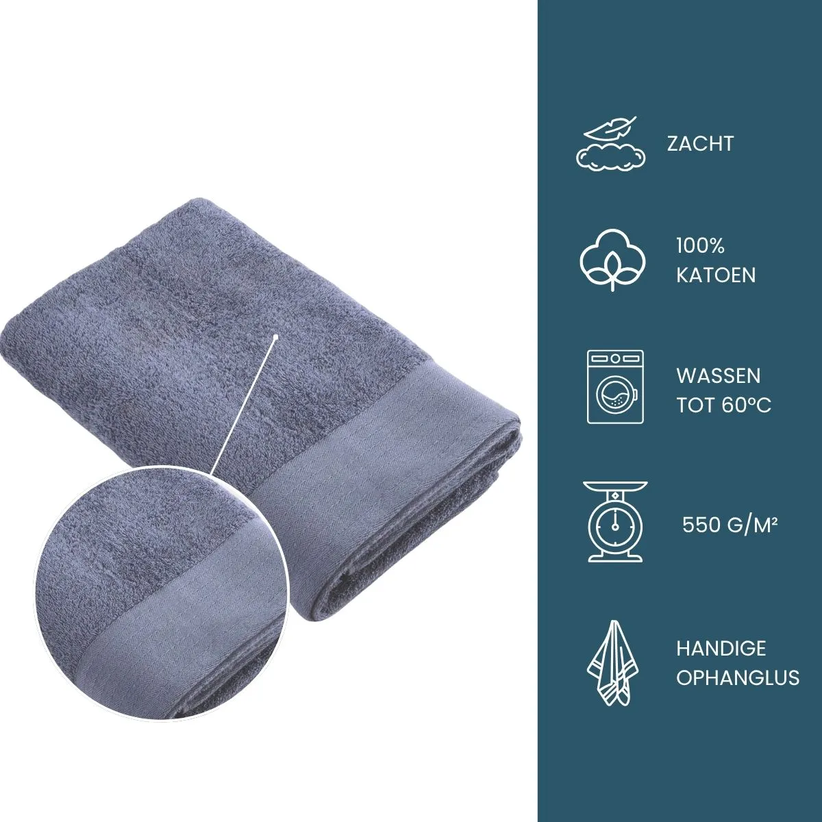 Walra Soft Cotton Handdoeken 70 x 140 cm - 550 gr/m² - Indigo - 5 stuks