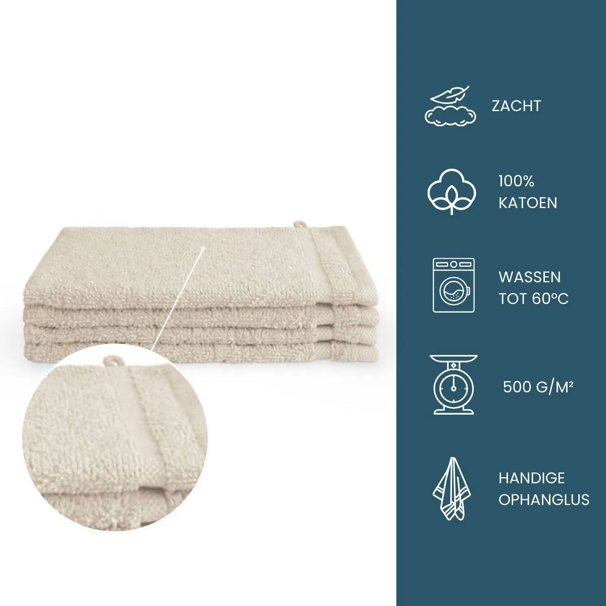 Byrklund Washand 16x21 cm 500gram Beige - 12 stuks