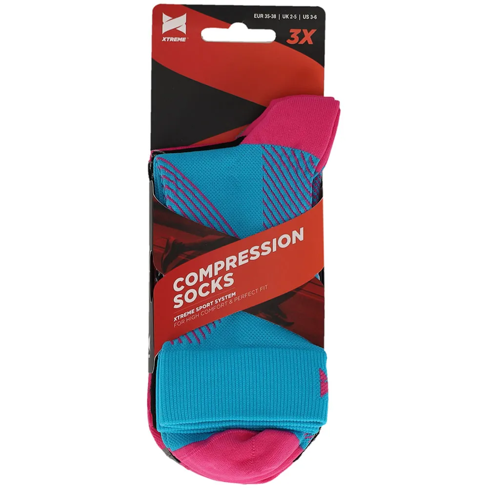 Xtreme Compressiesokken Quarter 3-pack Multi Pink