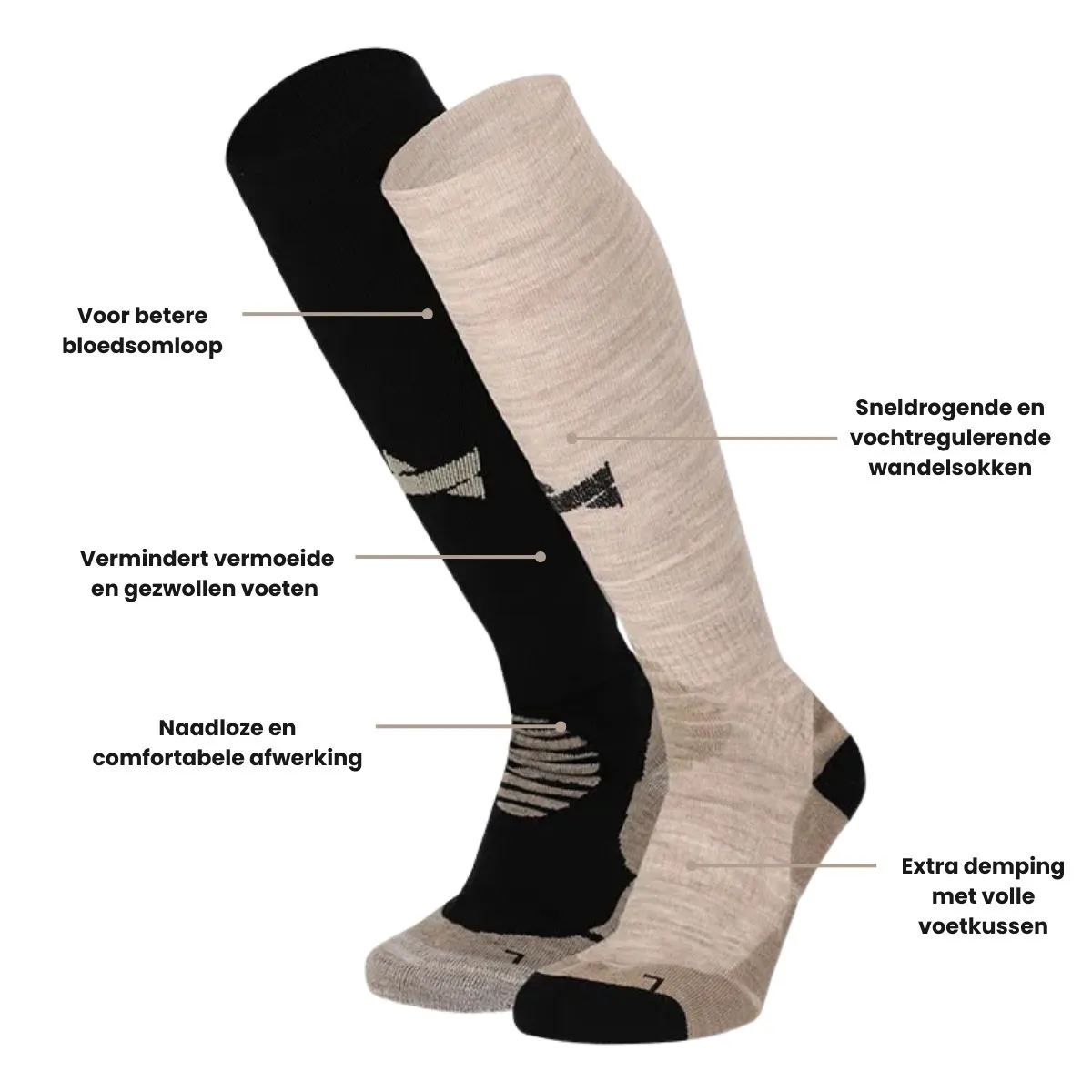 Xtreme Outdoor Sokken Compressie 2-pack Multi Beige