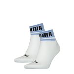 Puma Quarter Sokken New Heritage 2-pack Wit / Blauw