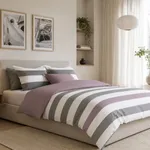 The One Dekbedovertrek Stripe Dark Grey / Plum