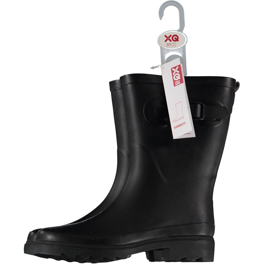 XQ Dames Rubberen Regenlaarzen met Riem Zwart 