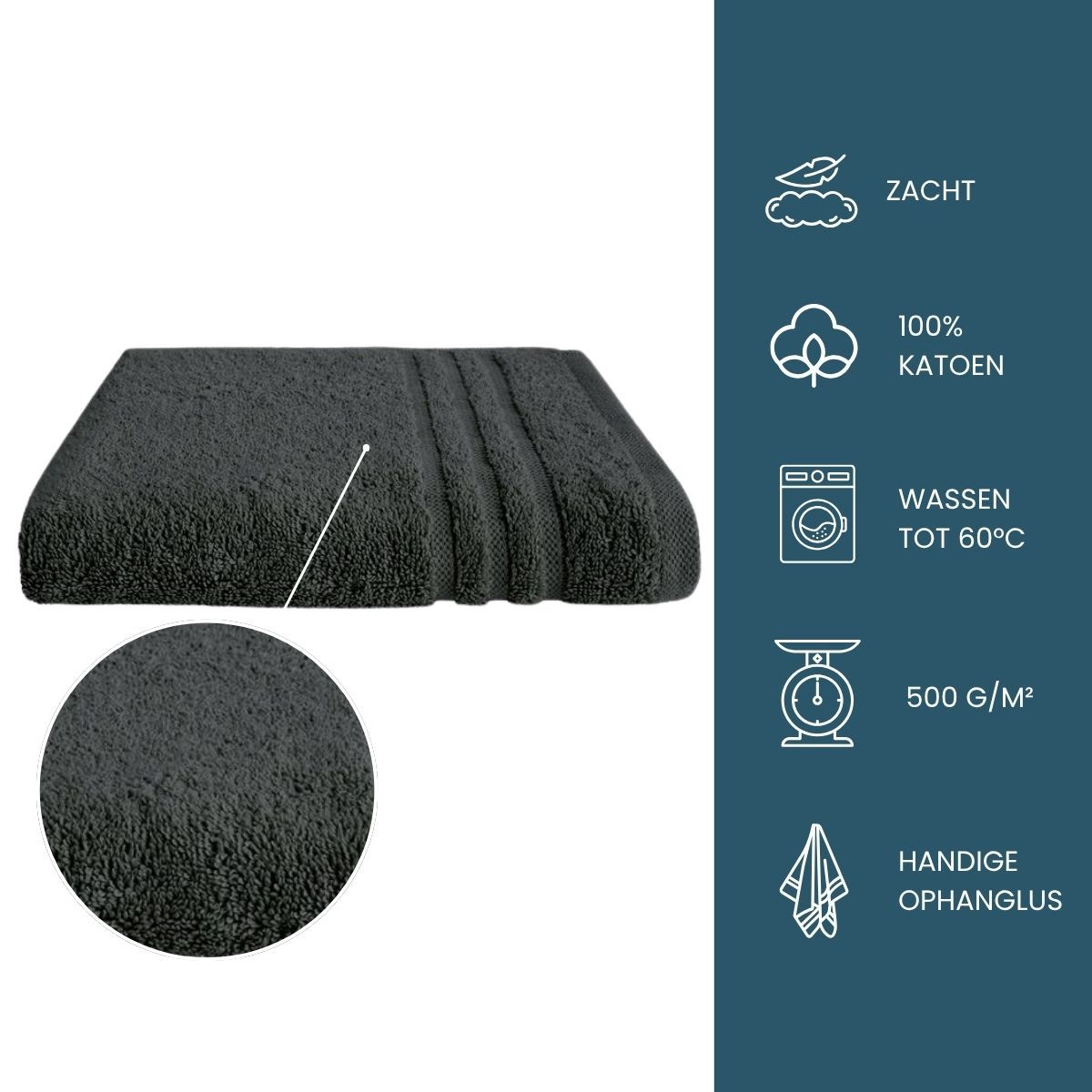 Byrklund Handdoek 50x100 cm 500gram Antraciet - 10 stuks