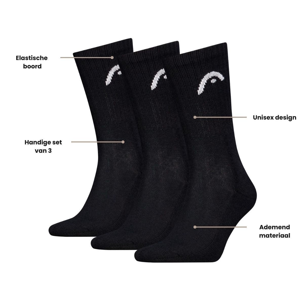 HEAD Sportsokken Training 3-pack Zwart