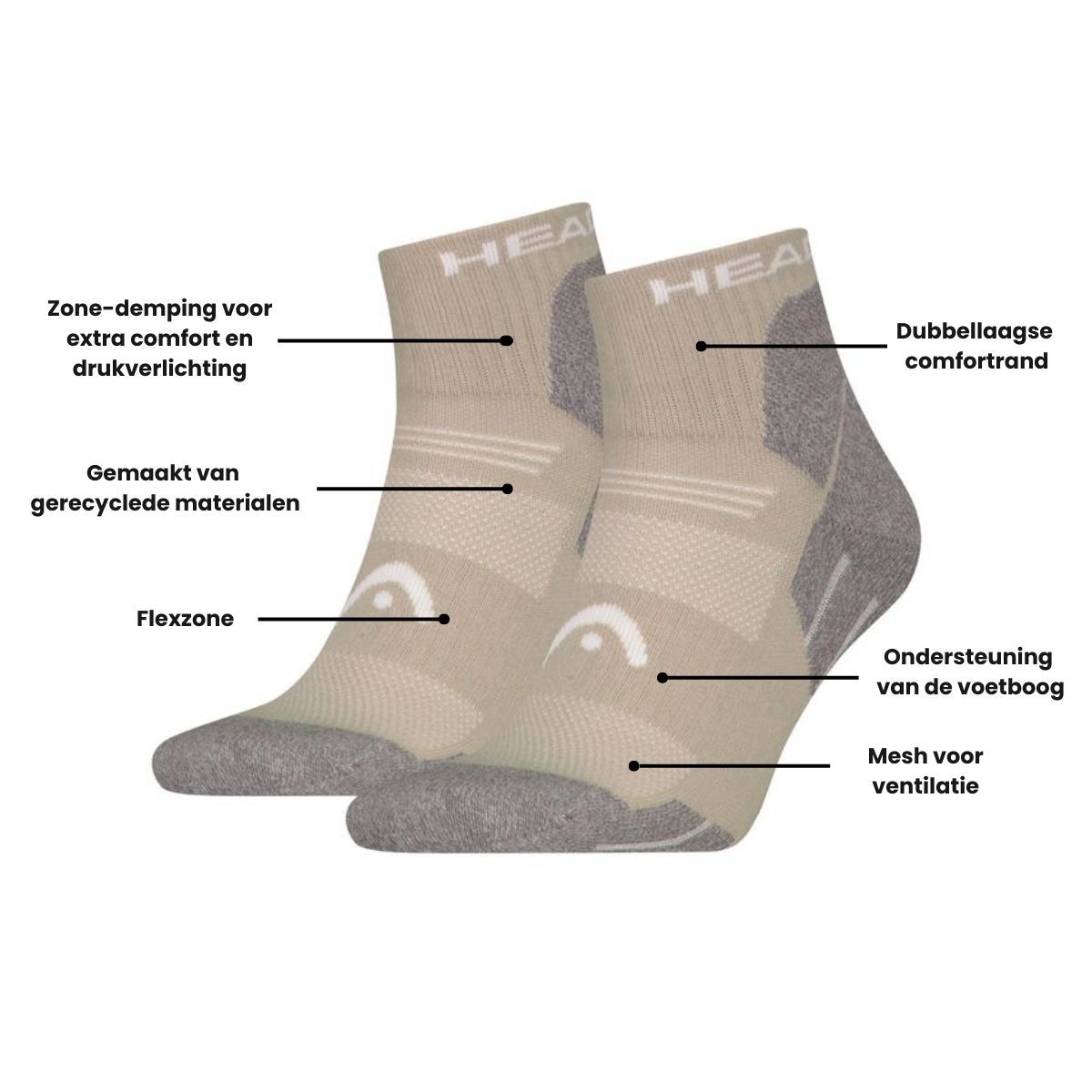 HEAD Wandelsokken All Climates Hiking Quarter 6-pack Taupe