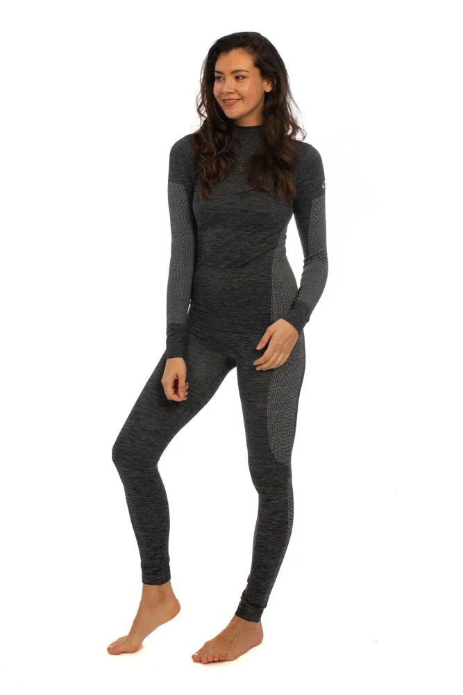 Heatkeeper Thermoset Dames Premium - Thermoshirt + Thermo Legging - Zwart Melange