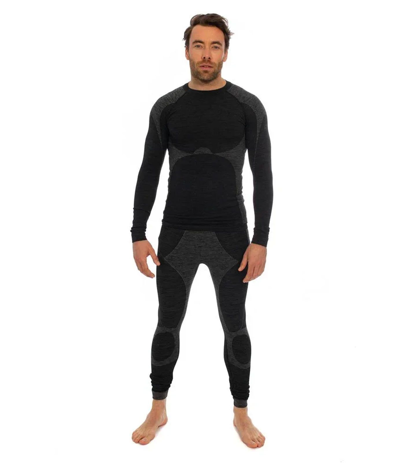 Heatkeeper Thermoset Heren Premium - Thermoshirt + Thermo Legging - Zwart Melange