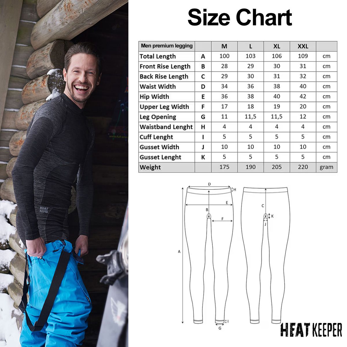 Heatkeeper Thermoset Heren Premium - Thermoshirt + Thermo Legging - Zwart Melange