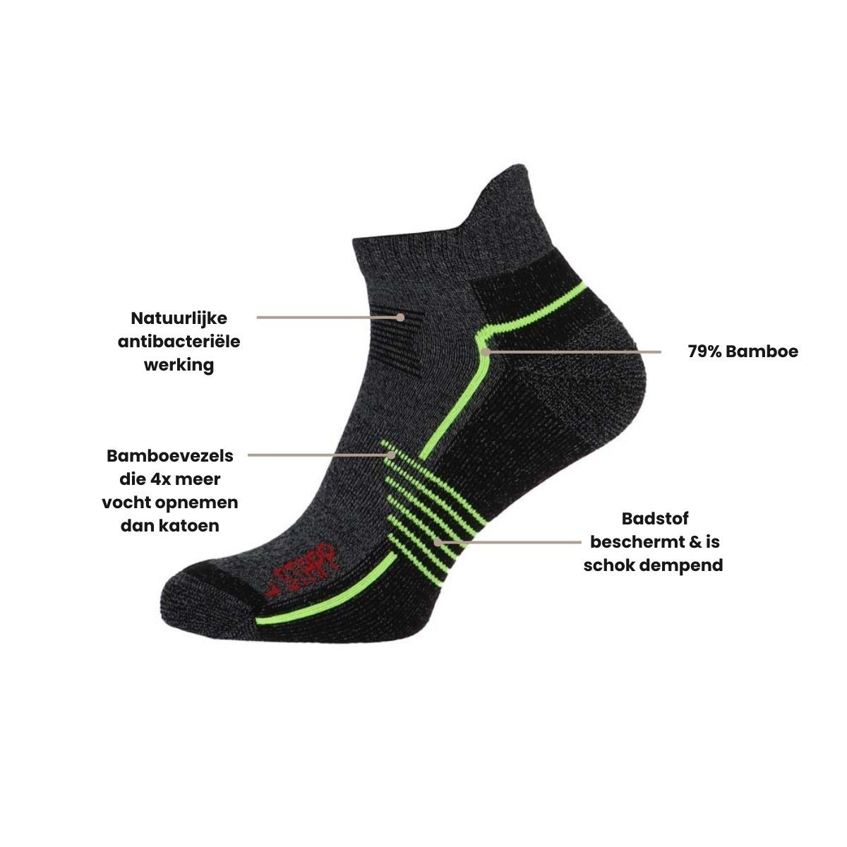 STAPP Wandelsokken Sneaker Active Outdoor Bamboe 3-pack Donkergrijs