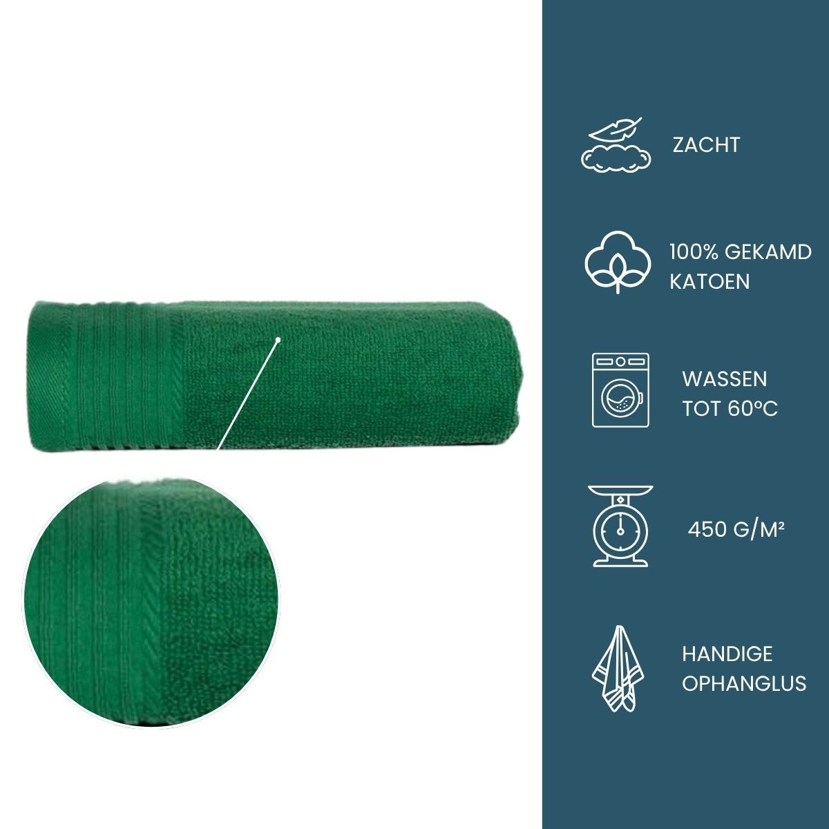 The One Handdoek 450 gram 50x100 cm Groen (5 stuks)